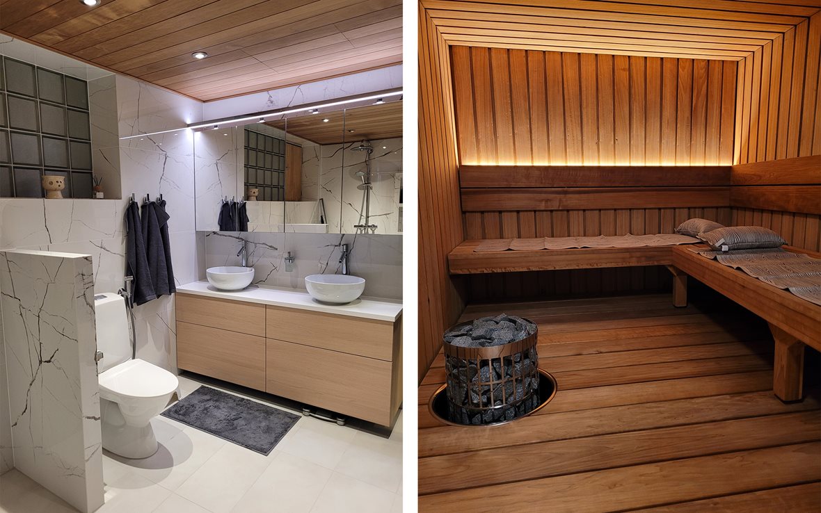 Tyylikkään omakotitalon märkätilat uuteen uskoon