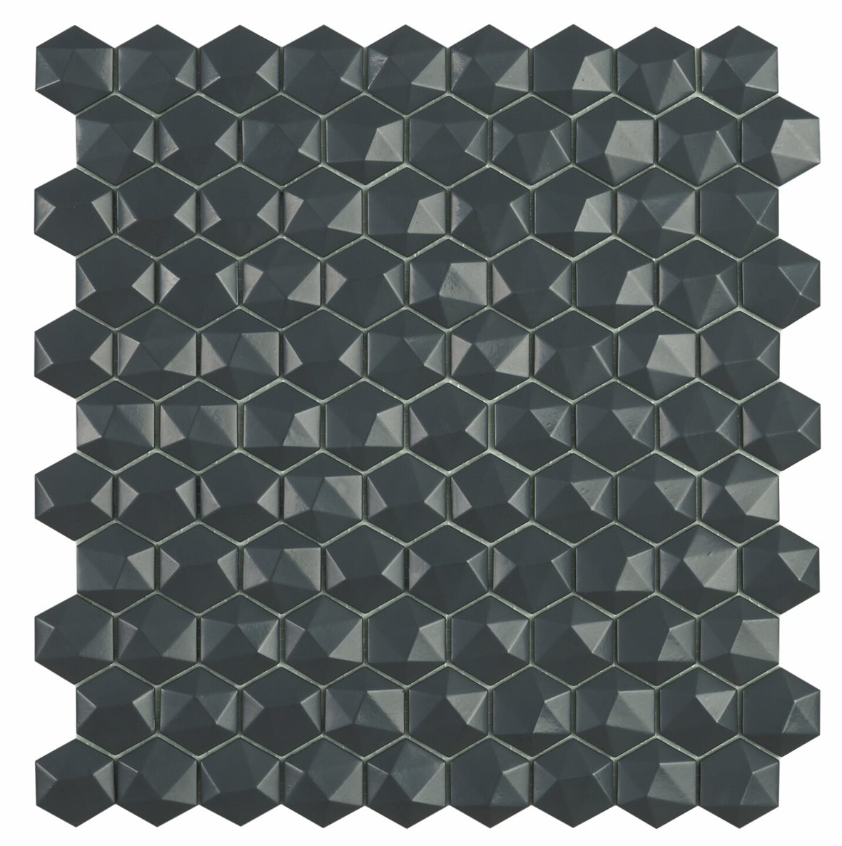 LPC Nordic lasilaatta mosaiikki seinälaatta 3,5X3,5 Dark Grey Matt 908D kohokuvioinen matta 6-kulmainen vaalea sininen kohokuvioinen