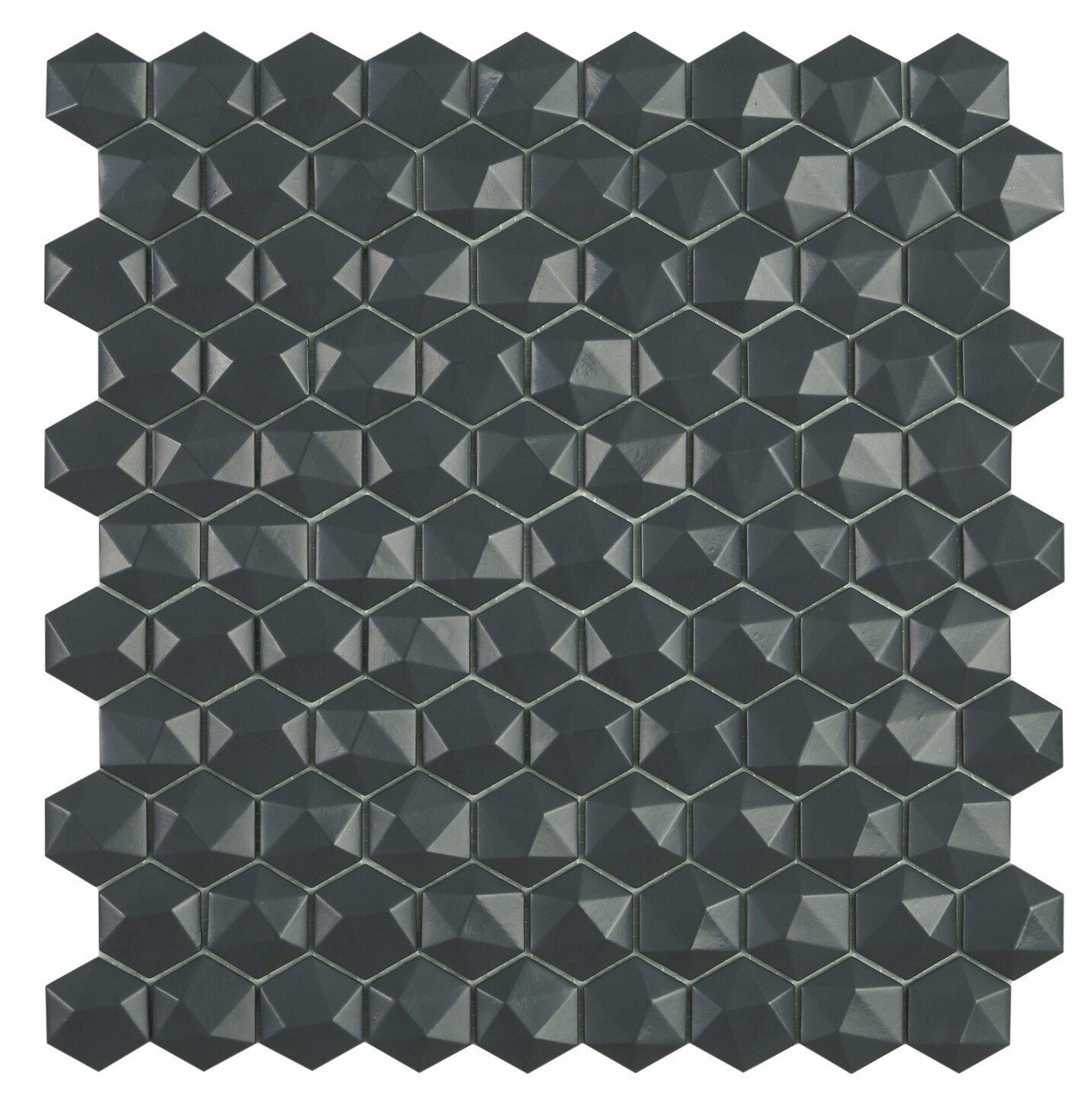 LPC Nordic lasilaatta mosaiikki seinälaatta 3,5X3,5 Dark Grey Matt 908D kohokuvioinen matta 6-kulmainen vaalea sininen kohokuvioinen